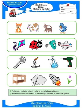 Çocuklar İçin Farklı Sesi Bul Çalışma Sayfaları 